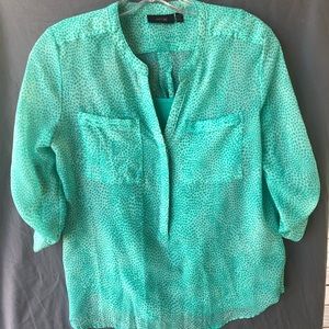 Apt9 Blouse in teal,with shades of green